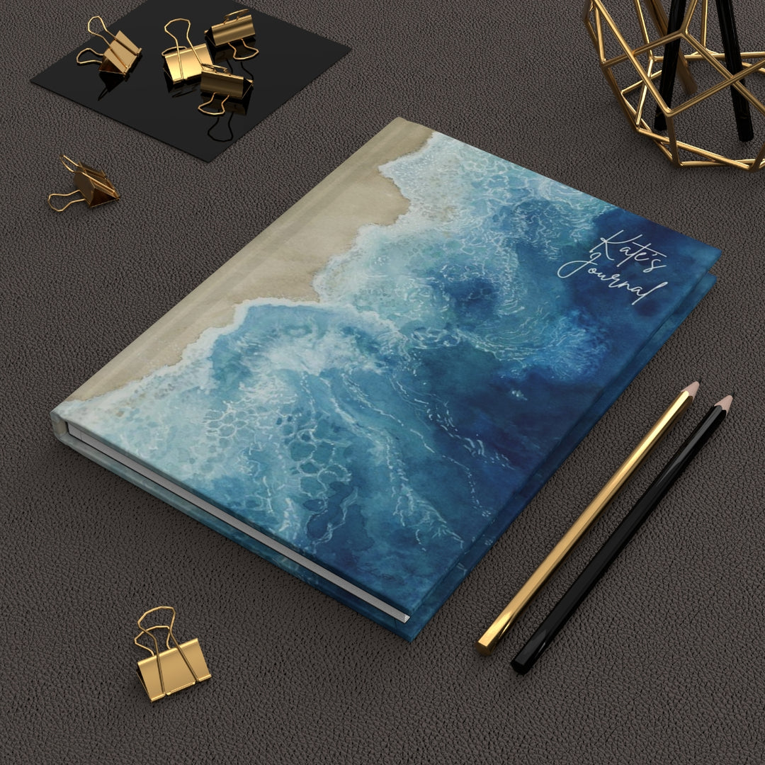 Indian Ocean Patterned A5 Notebook With Gold Edging - Journal With Ribbon Page Marker