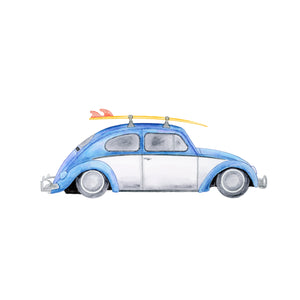 Volkswagon Beetle Watercolor Illustration