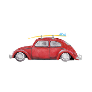 VW Beetle Vintage Red Car Print