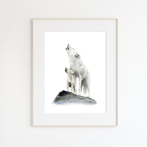 Howling Wolf and Pup Art Print