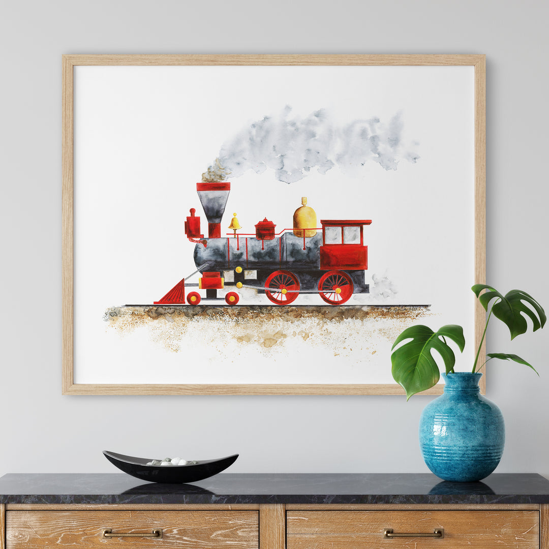 Red Steam Train Playroom Wall Art