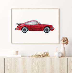 Red Porsche Nursery Print