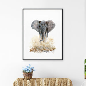 Stampeding Elephant Painting