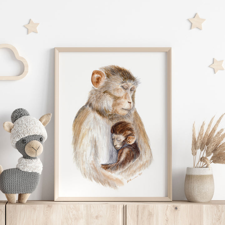 a picture of a monkey holding a baby