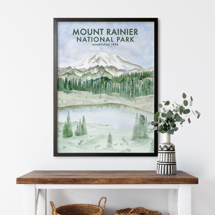 a picture of a mountain national park on a wall