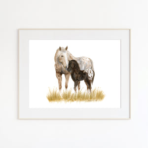 Mom and baby Appaloosa Watercolor Print
