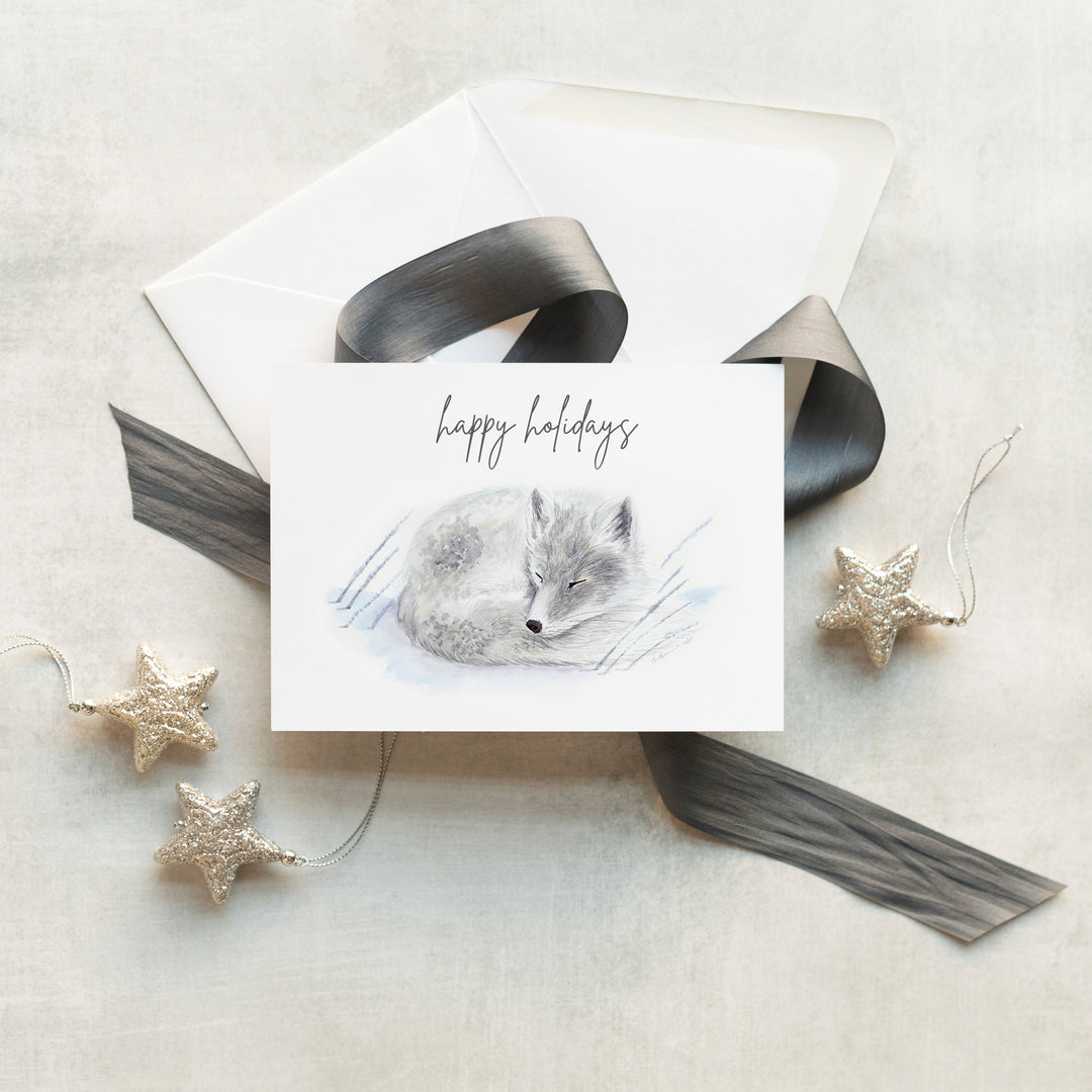 Arctic Fox Holiday Card