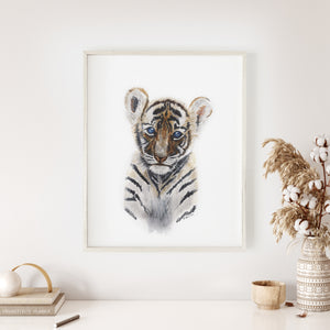 a picture of a tiger in a white frame