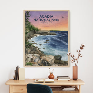 a picture of a poster of a rocky shoreline