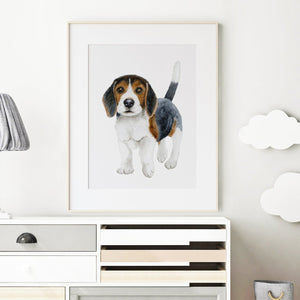 Beagle Puppy Watercolor Art