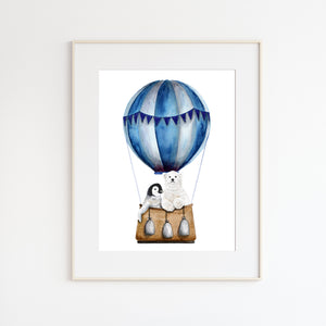 Balloons with Animals Nursery Art