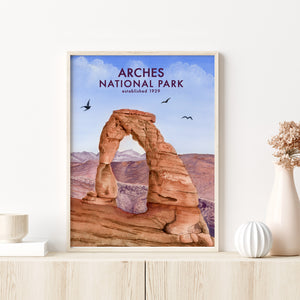 a picture of arches national park on a wall