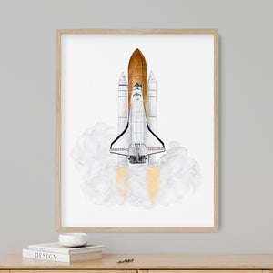 a picture of a space shuttle flying in the sky