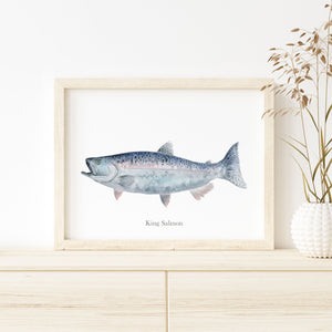 a picture of a King Salmon on a shelf