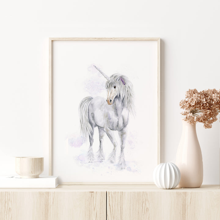 a picture of a unicorn on a shelf