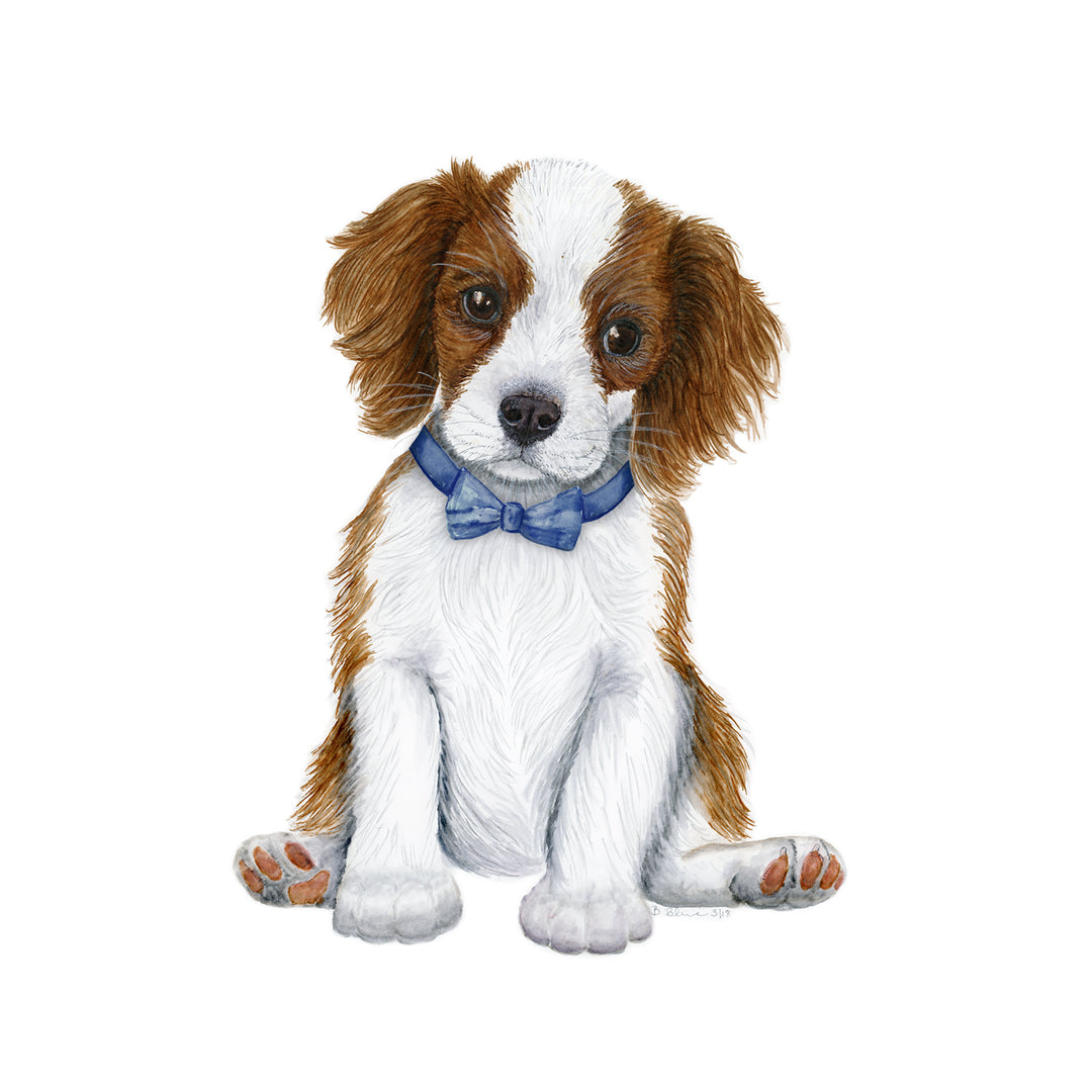 Cavalier King Charles Spaniel with Blue Bowtie Nursery Art