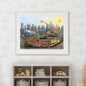Construction Truck Boy's Room Decor
