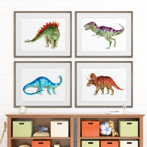 Framed Dinosaur Kids Room Decor - Set of 4