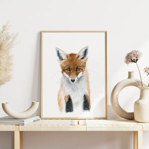 a picture of a fox on a shelf