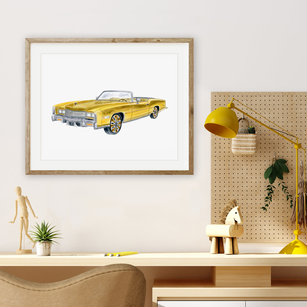 Yellow Cadillac El Dorado Painting in boys room