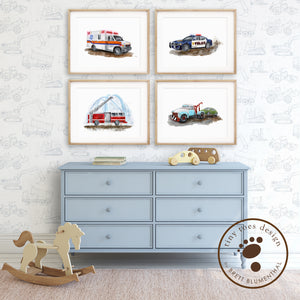 Rescue Vehicle Playroom Art