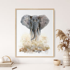 Charging Elephant Watercolor