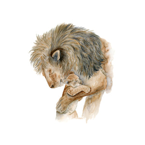 Male Lion and Cub Nursery Art