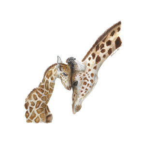 Mom and Baby Giraffe Watercolor Print