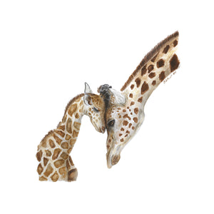 Mom and Baby Giraffe Watercolor Print