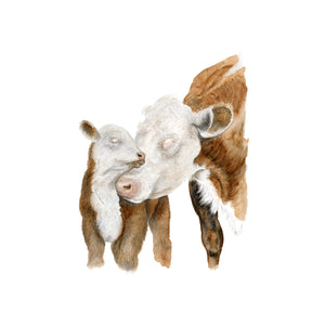Mom and Baby Cows Nursery Print