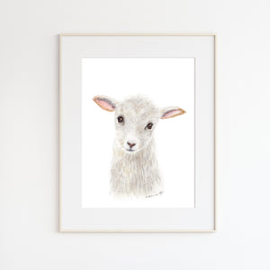 Baby Lamb Watercolor Print