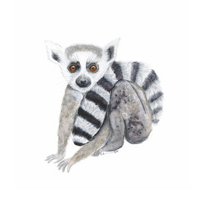 Baby Ring-Tailed Lemur Watercolor Art