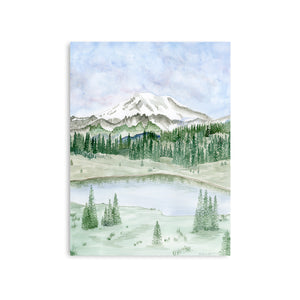 Mount Rainier Watercolor Landscape