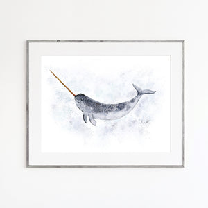 Narwhal Watercolor Print