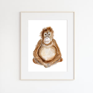 Baby Orangutan Watercolor Print