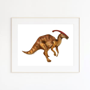 Parasaurolophus Watercolor Illustration