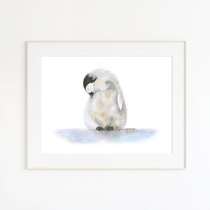 Sleeping Baby Penguin Watercolor