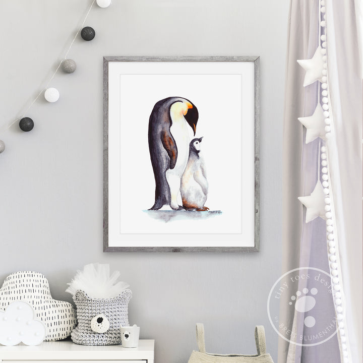 Parent and Baby Penguin Nursery Decor