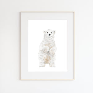 Baby Polar Bear Watercolor Portrait