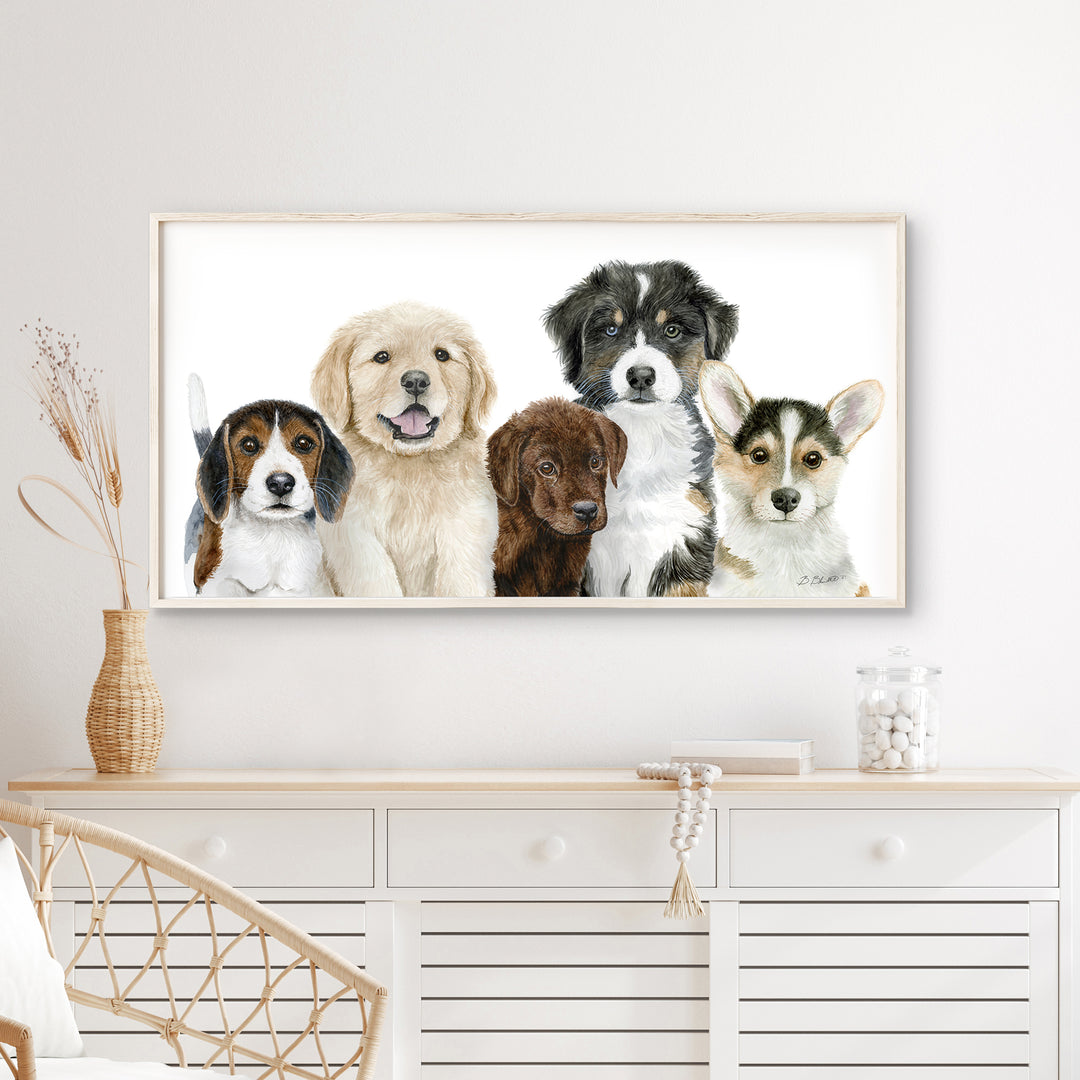 puppy nursery wall art dog breed montage panorama print