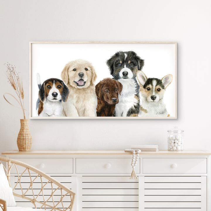 puppy nursery wall art dog breed montage panorama print