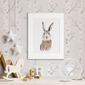 Baby Rabbit Woodland Print