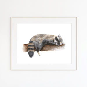 Raccoon Watercolor Nursery Art