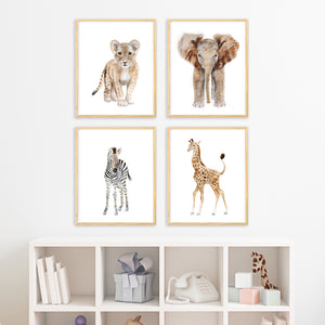 Safari Baby Animal Nursery Print Set