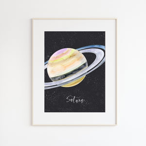 Planet Saturn Watercolor Print