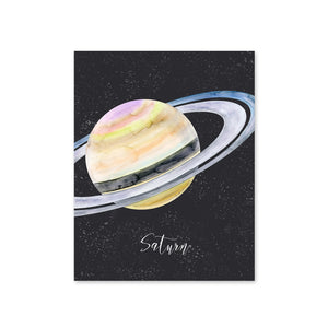 Saturn Watercolor Night Sky