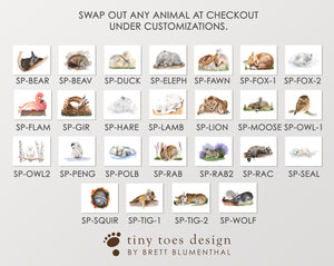 Sleeping Baby Animal Nursery Print Options