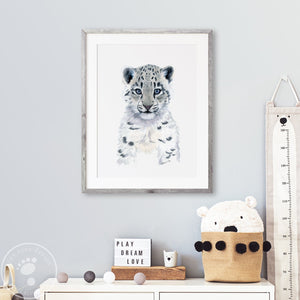 Snow Leopard Watercolor Nursery Art