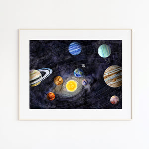 Solar System Watercolor Art