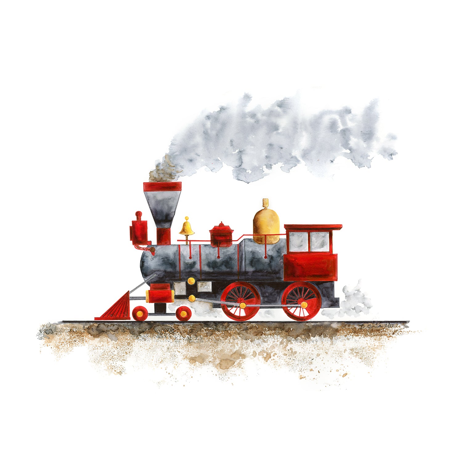 Red Steam Engine Nursery Art | Train Playroom Decor – Brett Blumenthal ...